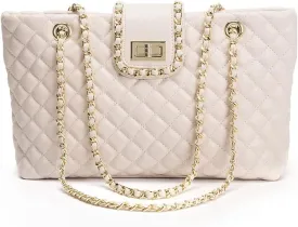 11.8"/13.4" Women Quilted Double Strap Large Tote Bag Shoulder Bag Hobo Tote Handbag2 Sizes Available