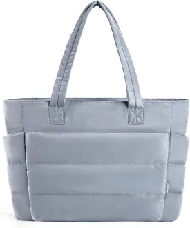 BAGSMART Tote Bag for Women, Lightweight Puffy Tote Bag with Compartments, Quilted Shoulder Bag Handbag for Travel, Work
