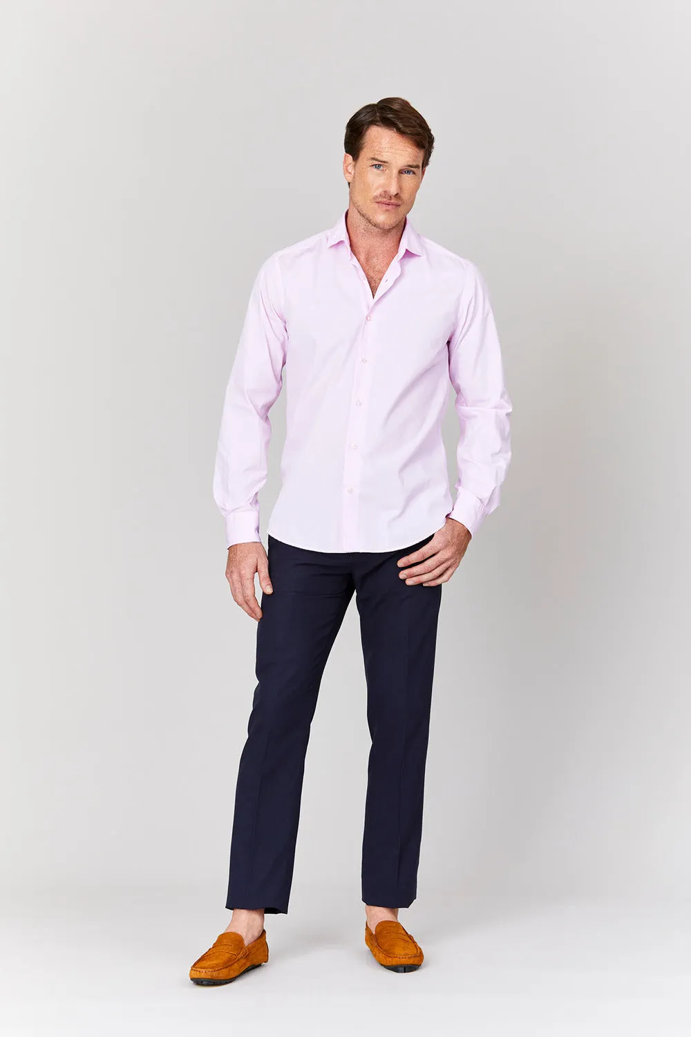 basic pink cotton muslin shirt