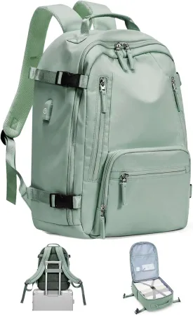BJLFS Large Travel Backpack for Women Men,Carry On Backpack,Hiking Backpack Waterproof Outdoor Sports Rucksack Casual Daypack Travel Essentialssimple, Army green