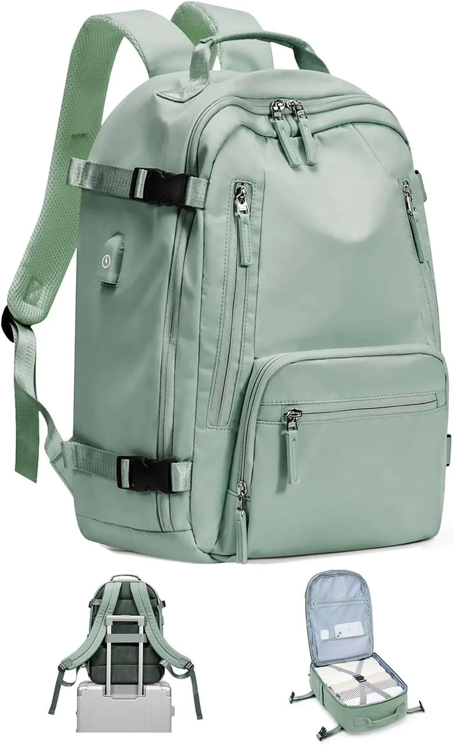 BJLFS Large Travel Backpack for Women Men,Carry On Backpack,Hiking Backpack Waterproof Outdoor Sports Rucksack Casual Daypack Travel Essentialssimple, Army green
