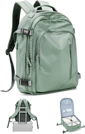 BJLFS Large Travel Backpack for Women Men,Carry On Backpack,Hiking Backpack Waterproof Outdoor Sports Rucksack Casual Work Gym Weekender Daypack Travel Essentialssimple, Army green