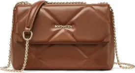 BOSTANTEN Crossbody Bags for Women Small Purse Vegan Leather Quilted Shoulder Bag With Chain Trendy Ladies Handbags