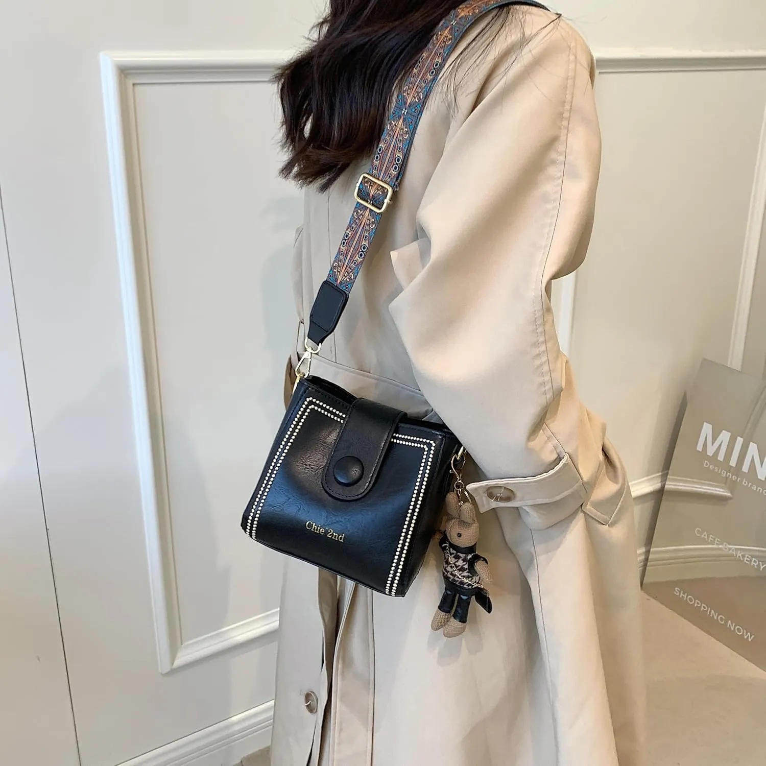 Bucket Bag For Women Vintage Crossbody Bag With Adjustable Wider Strap Small Shoulder Bags Pu Leather Fashion Retro