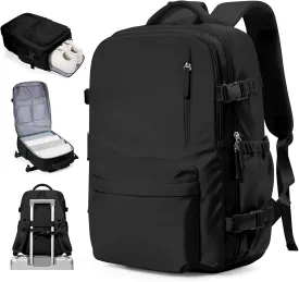 Carry On Backpack for Women, Large Travel Backpack Flight Approved, Waterproof 17 Inch Laptop Backpack Business Work Backpacks Men Mochila De Viaje, Black.