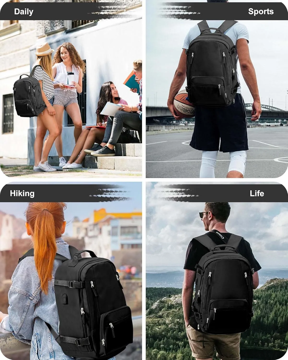 Carry On Backpack, Travel Backpack for Women Men Flight Approved, Personal Item Travel Bag for Airplanes, 14-15.6 Inch Laptop Business Backpack, Casual Daypack Gym Hiking Bakpack(simple, Black)