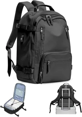 Carry On Backpack, Travel Backpack for Women Men Flight Approved, Personal Item Travel Bag for Airplanes, 14-15.6 Inch Laptop Business Backpack, Casual Daypack Gym Hiking Bakpack(simple, Black)