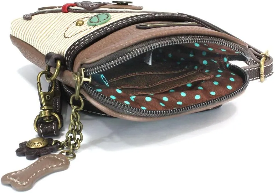 CHALA Cell Phone Crossbody Purse-Women PU Leather/Canvas Multicolor Handbag with Adjustable Strap