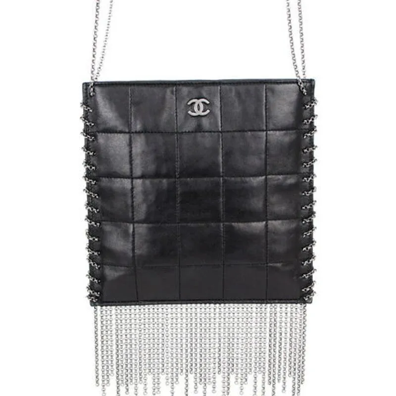Chanel 2002 Vintage Edgy Punk Fringe Chain Quilted Mini Tote Crossbody Bag