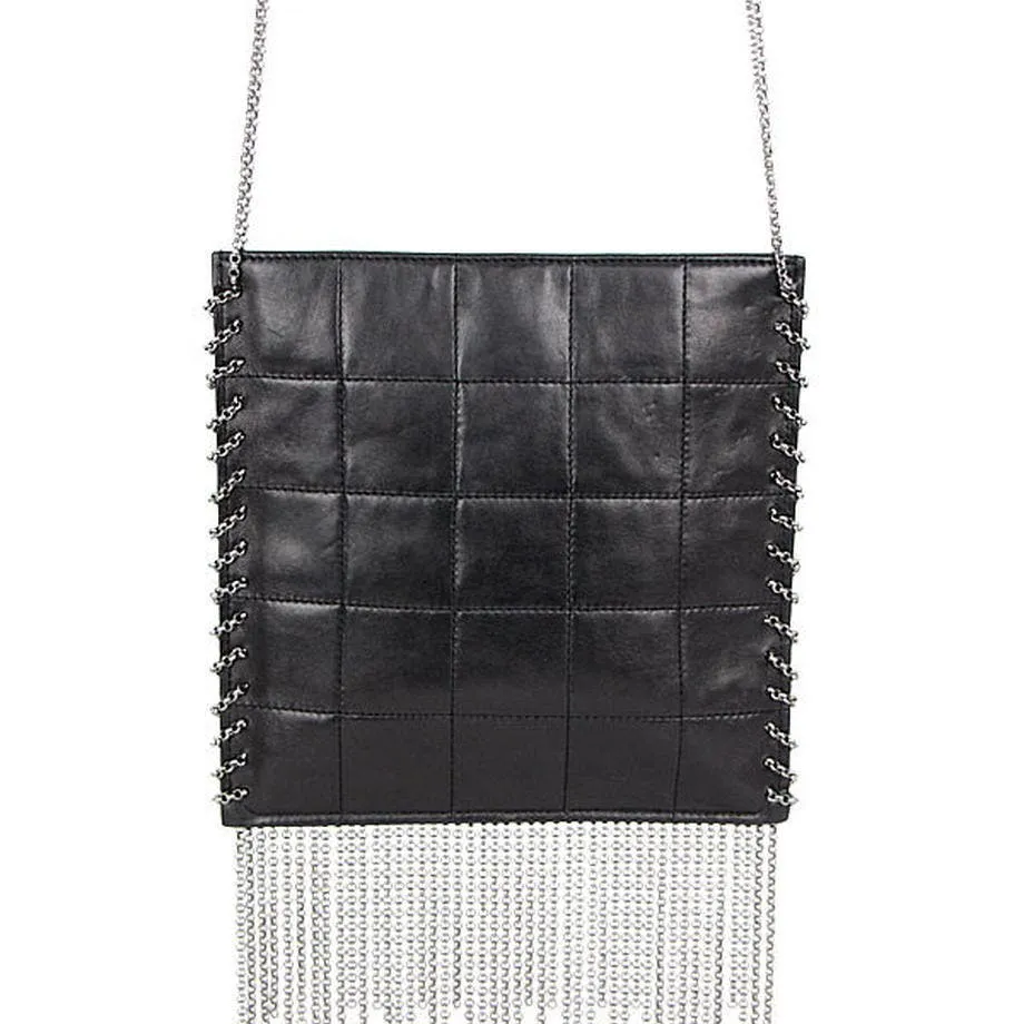 Chanel 2002 Vintage Edgy Punk Fringe Chain Quilted Mini Tote Crossbody Bag