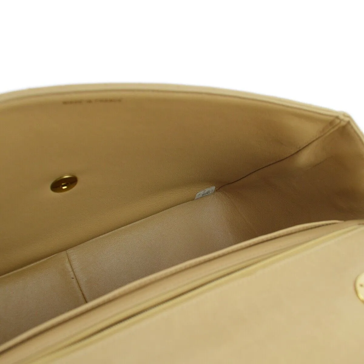 Chanel Beige Lambskin Jumbo Classic Flap