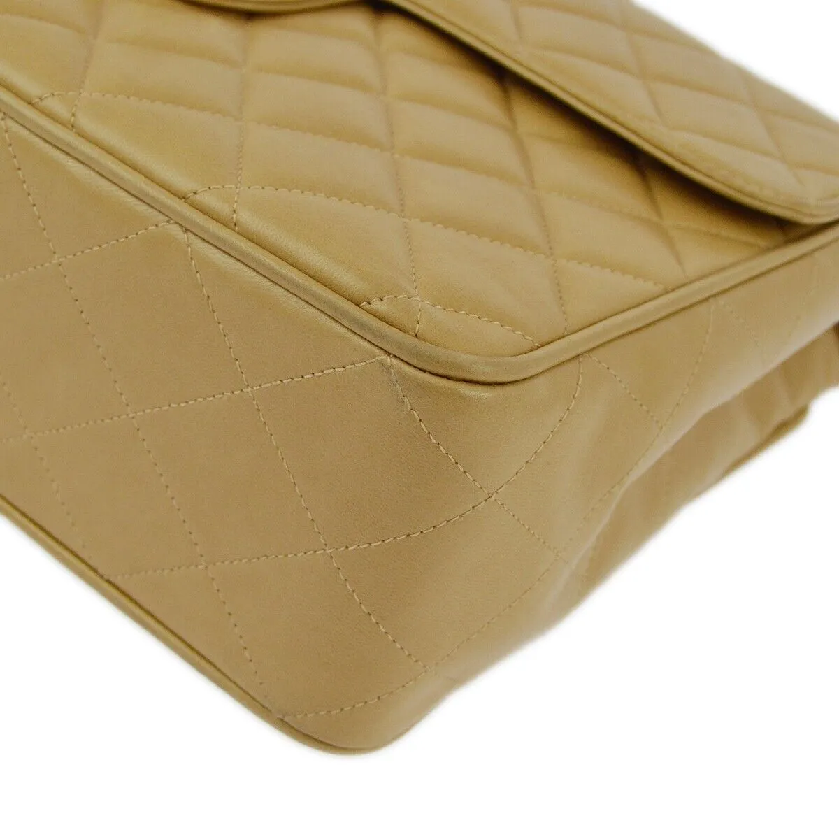 Chanel Beige Lambskin Jumbo Classic Flap