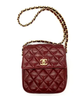 CHANEL VINTAGE BURGUNDY CROSSBODY BAG