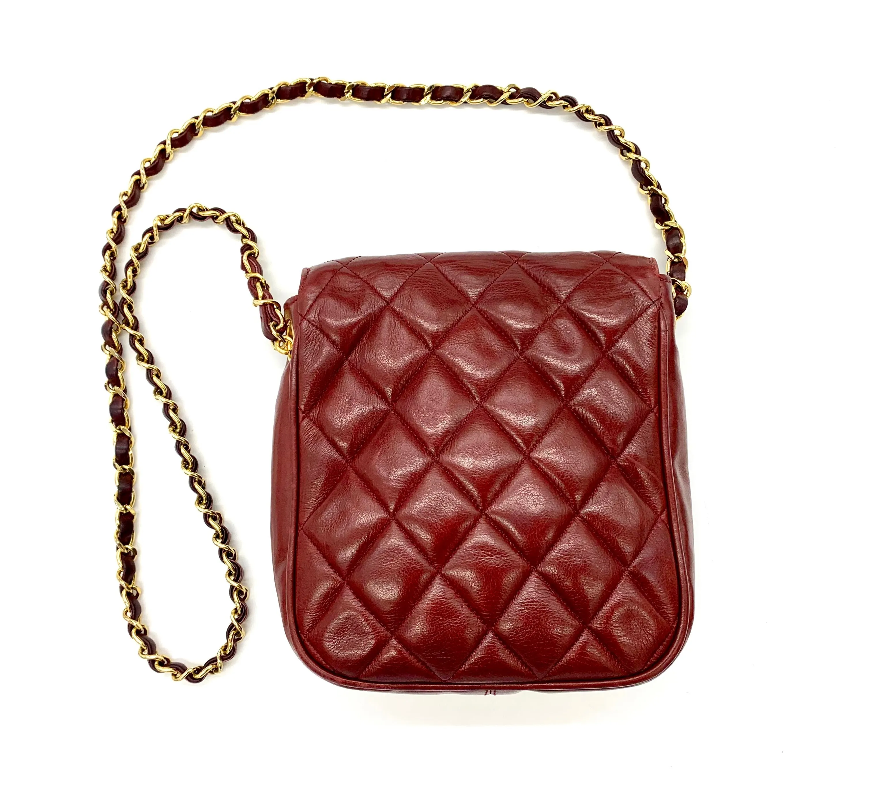 CHANEL VINTAGE BURGUNDY CROSSBODY BAG