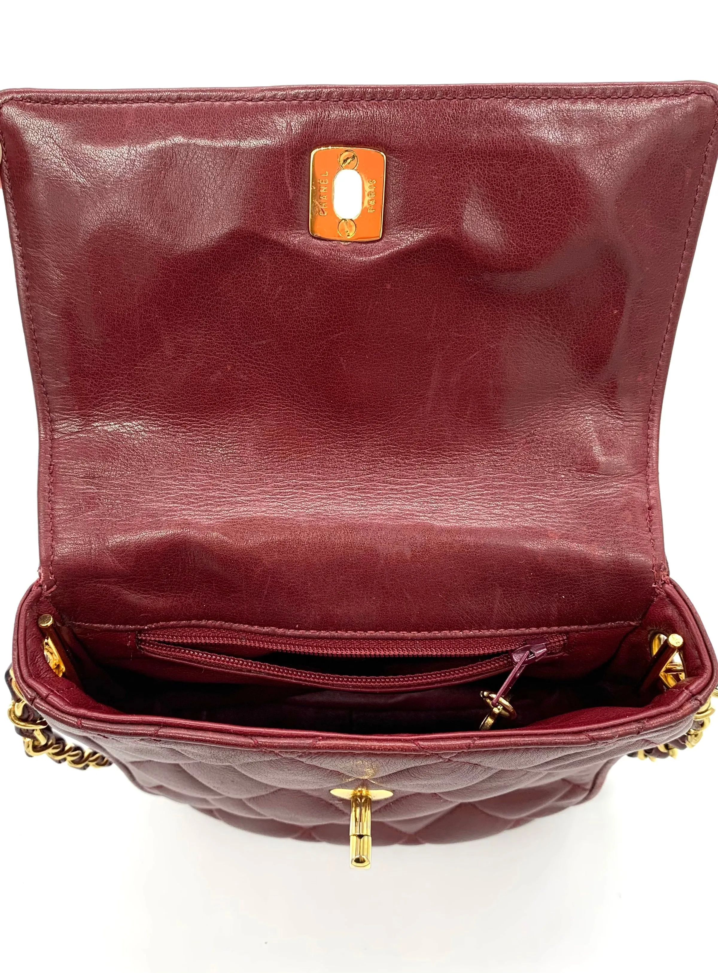 CHANEL VINTAGE BURGUNDY CROSSBODY BAG