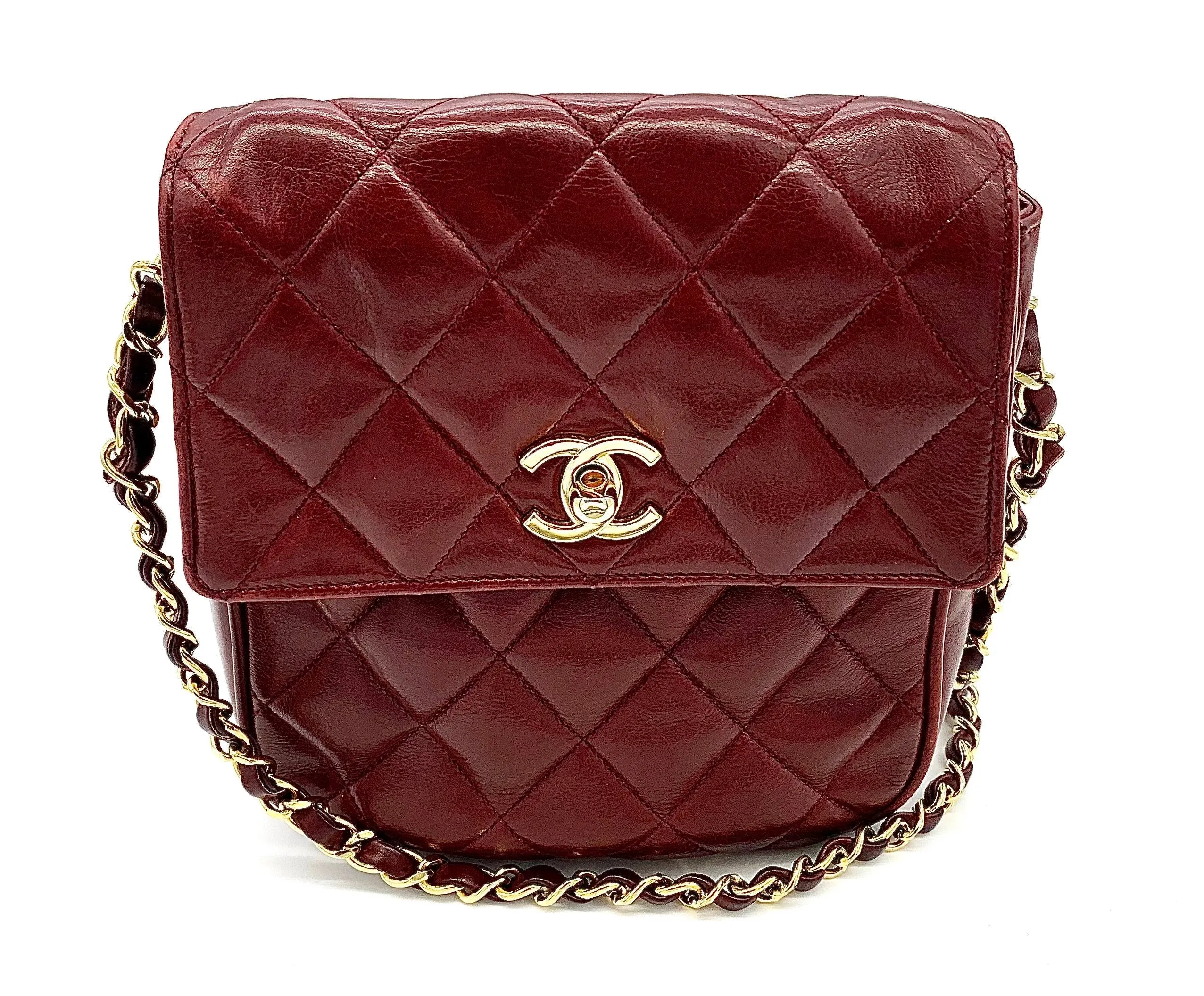 CHANEL VINTAGE BURGUNDY CROSSBODY BAG