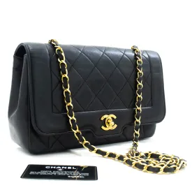 CHANEL Vintage Medium Chain Shoulder Bag Black Lambskin Quilted m38