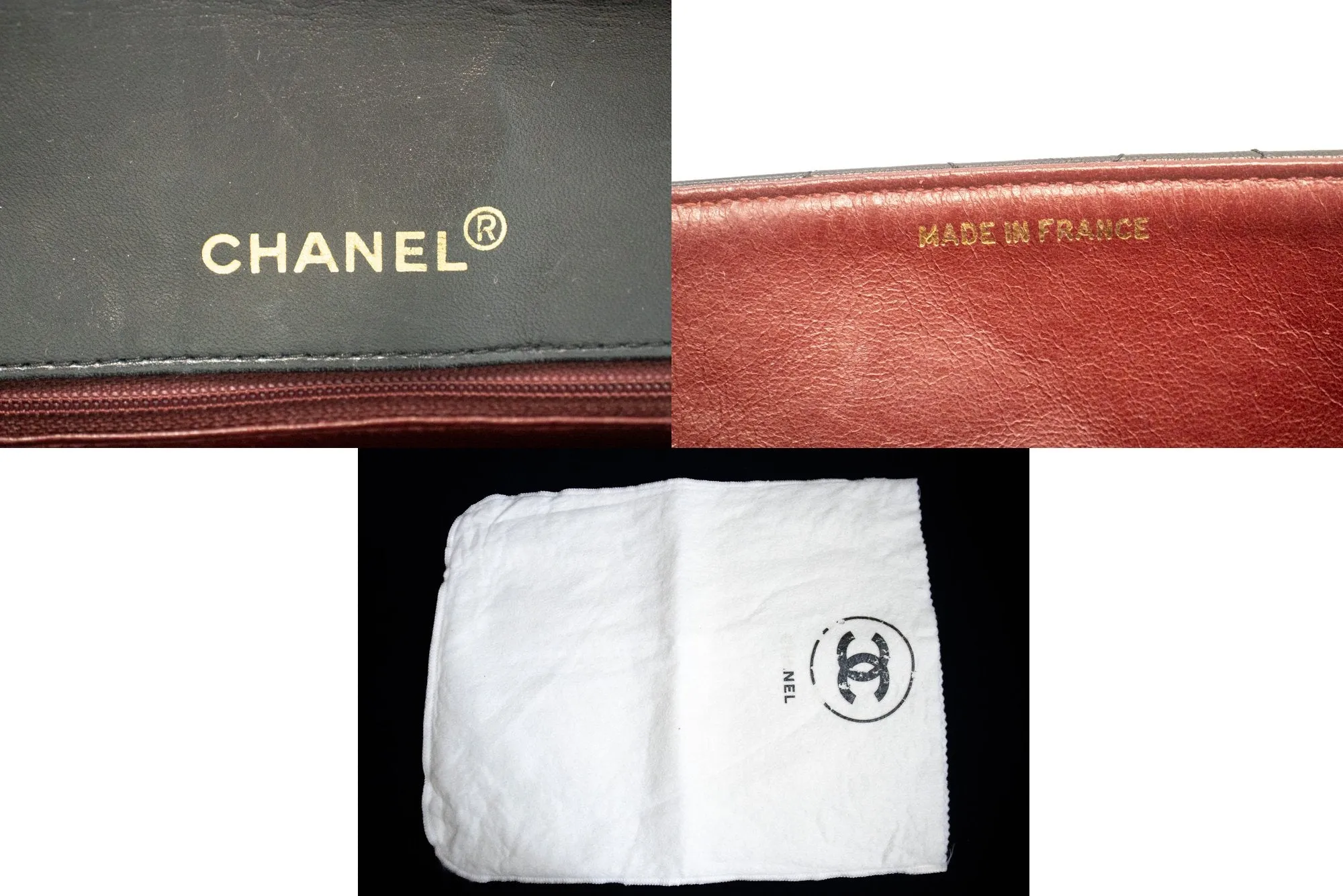 CHANEL Vintage Medium Chain Shoulder Bag Black Lambskin Quilted m38