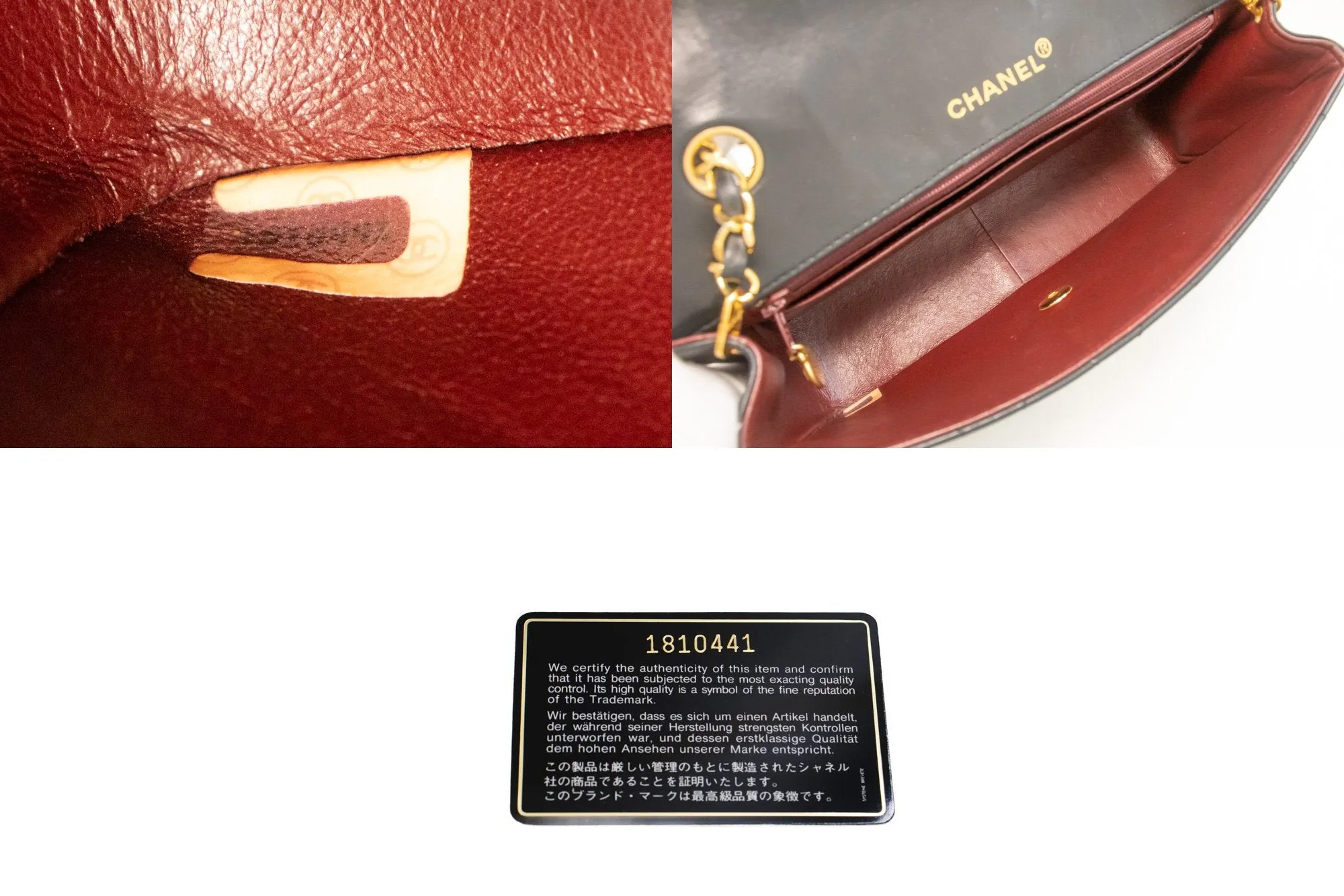CHANEL Vintage Medium Chain Shoulder Bag Black Lambskin Quilted m38
