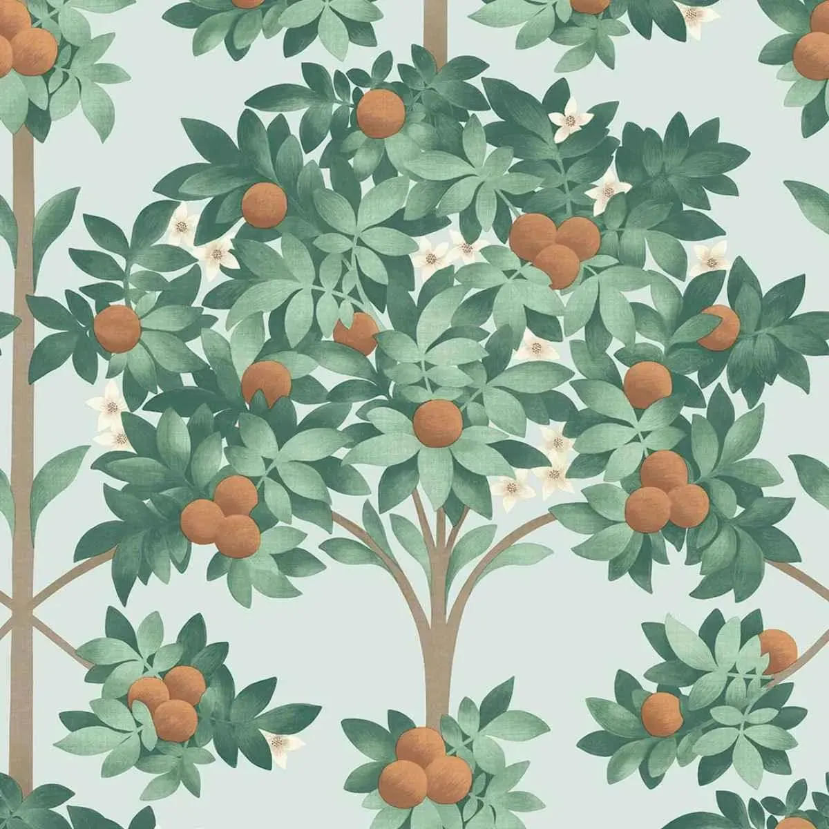Cole & Son 'Orange Blossom - Burnt Orange & Mint on Seafoam' Wallpaper