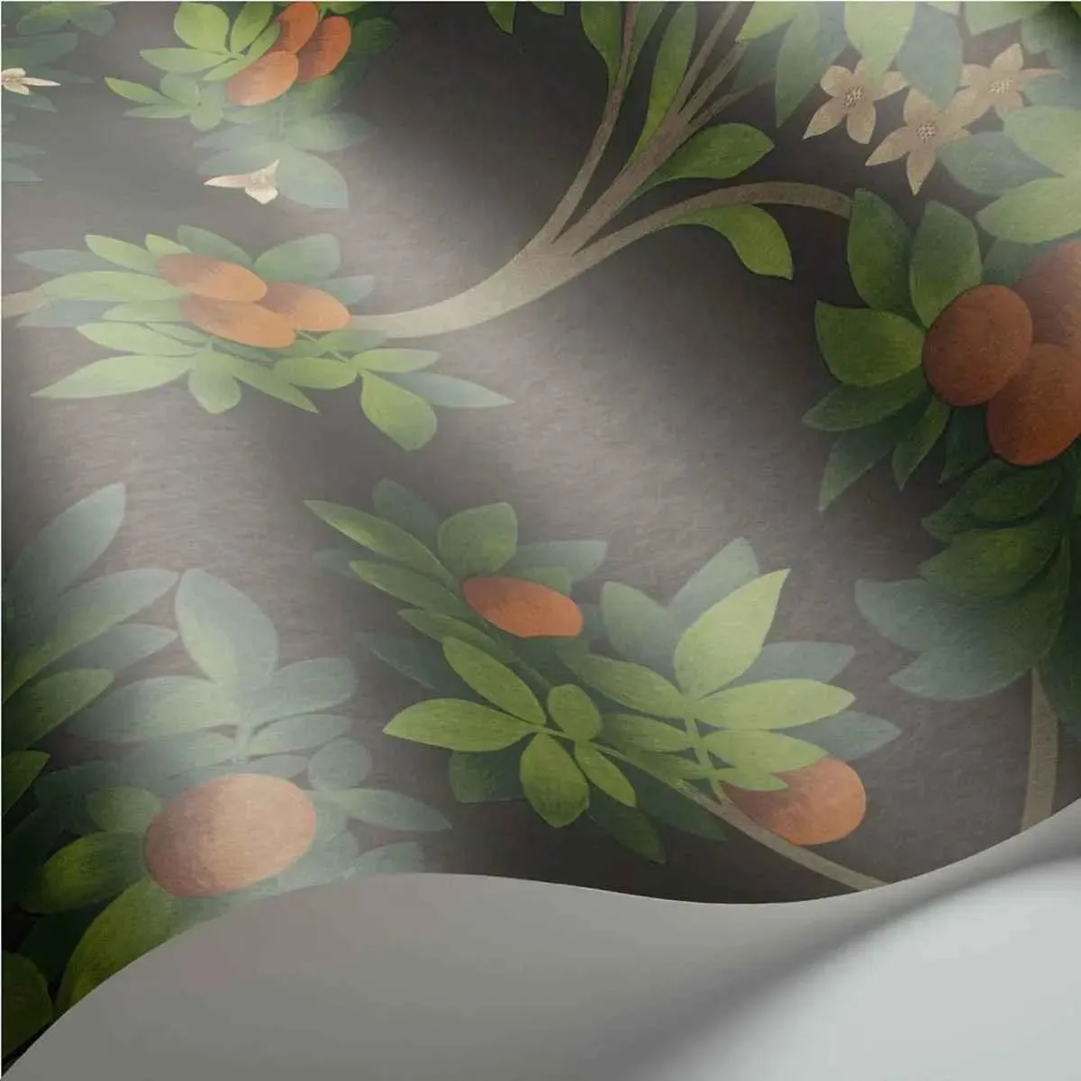 Cole & Son 'Orange Blossom - Orange and Spring Green on Black' Wallpaper