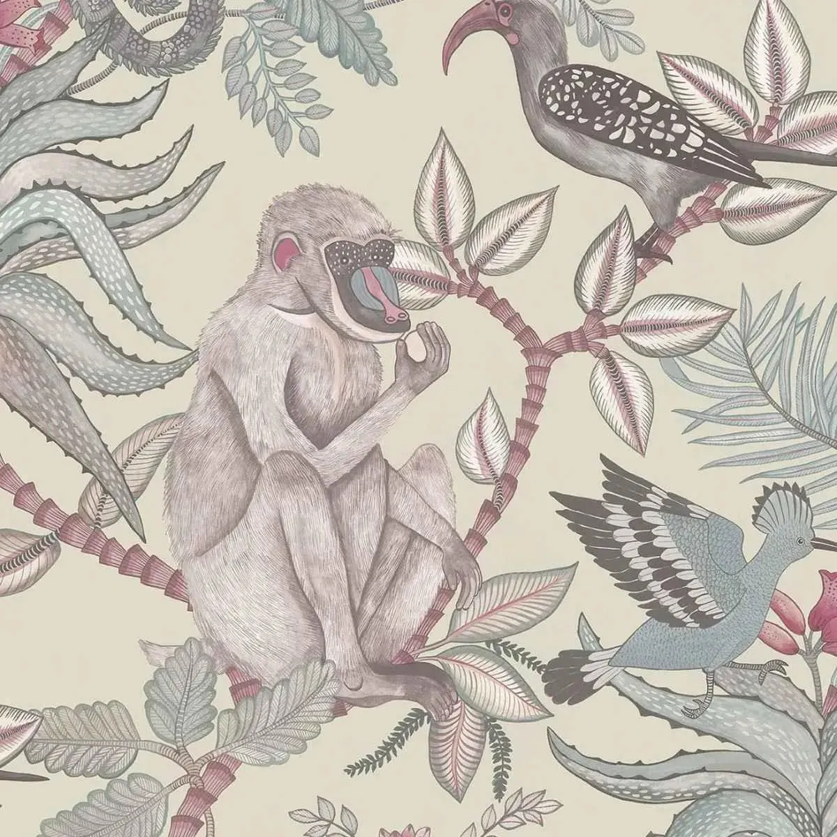 Cole & Son 'Savuti - Dove & Powder Blue on Safari' Wallpaper