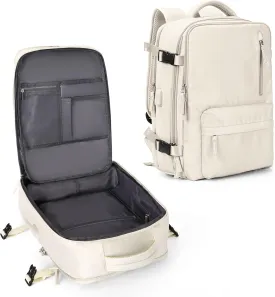 coowoz Travel Backpack For Women Men Airline Approved,Carry On Backpack,Large Hiking, Waterproof Outdoor Sports Rucksack Casual Daypack Fit 15.6 Inch Laptop Backpack College Backpack(Beige)
