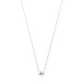 CZ Crescent and Synthetic Opal Necklace