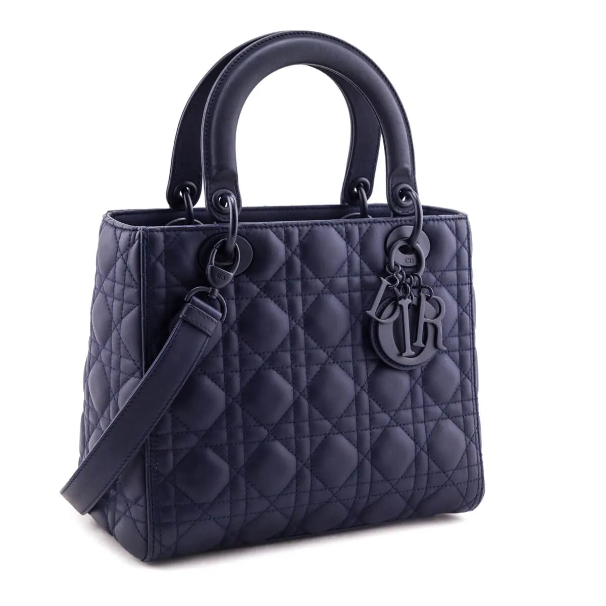 Dior Navy Ultramatte Cannage Calfskin Medium Lady Dior Bag