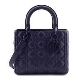 Dior Navy Ultramatte Cannage Calfskin Medium Lady Dior Bag