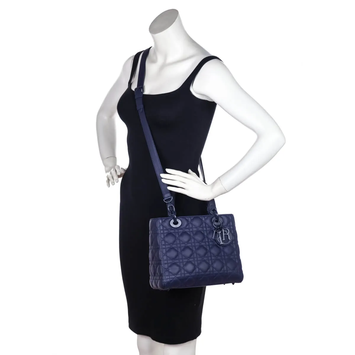 Dior Navy Ultramatte Cannage Calfskin Medium Lady Dior Bag