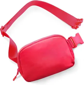 Dtown Belt Bag for Women Crossbody Fanny Pack with Adjustable Strap Everywhere Mini Fanny Packs for Traveling Running Hiking Workout (Resin Red)