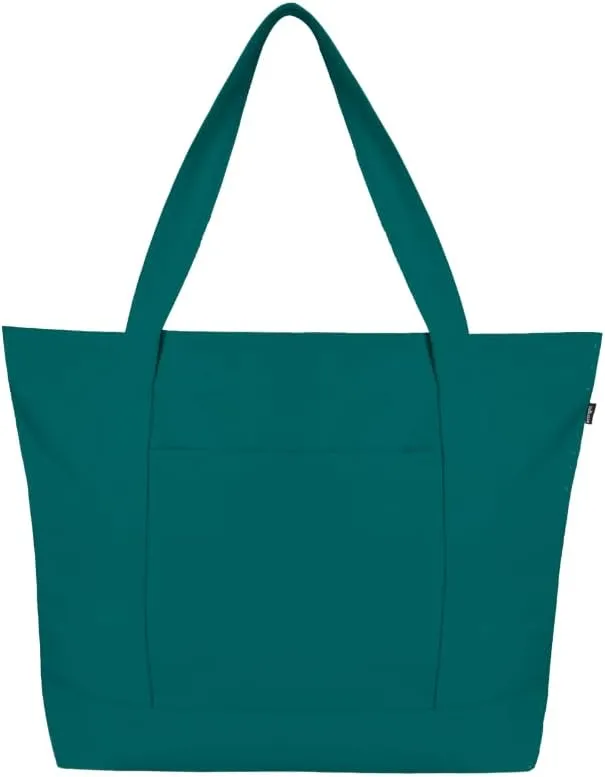 Ecoright Canvas Tote Bag for Women with Zip & Inner Pocket, 100% Organic Cotton Tote Bags for Men, Shopping, Beach