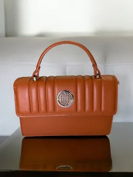 Elegant Cognac Quilted Handbag by Gionobi
