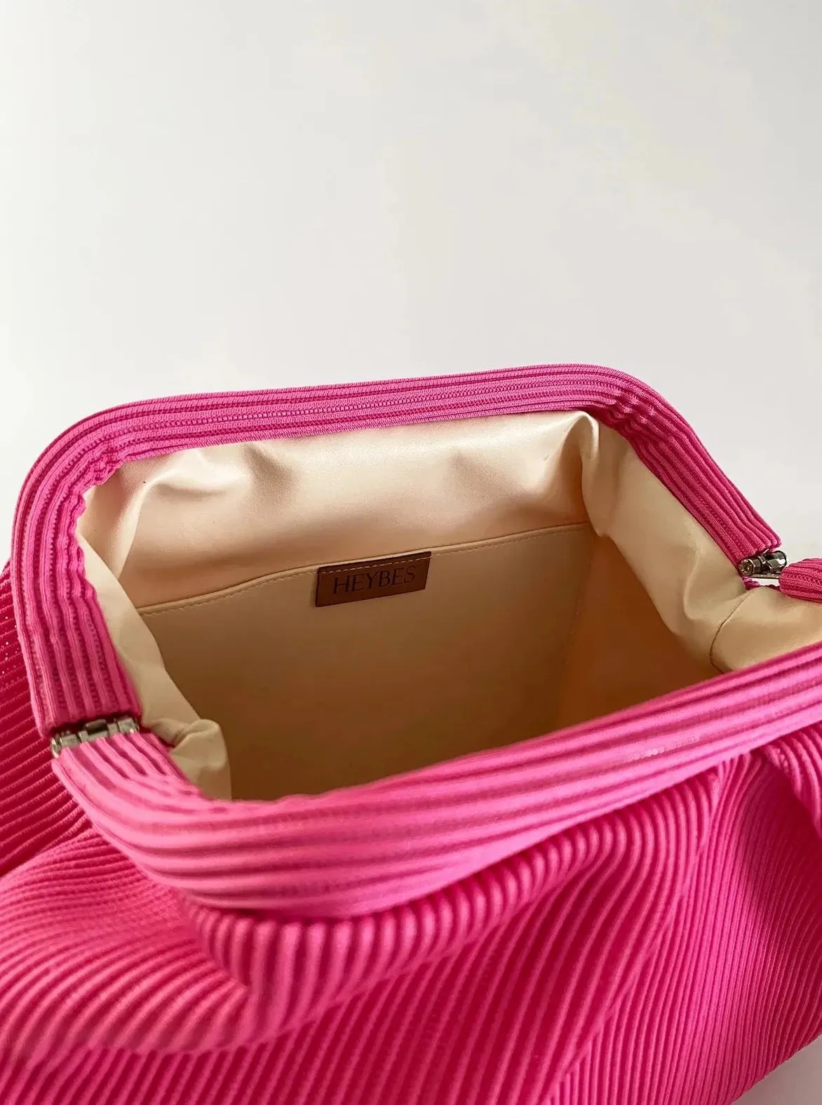 Elegant Pink Pleated Clutch Handbag