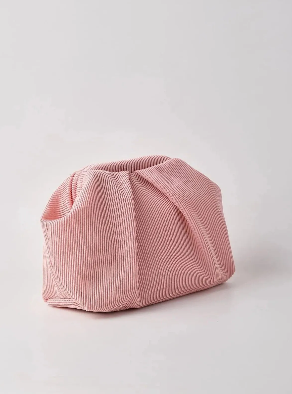 Elegant Pink Pleated Clutch Handbag
