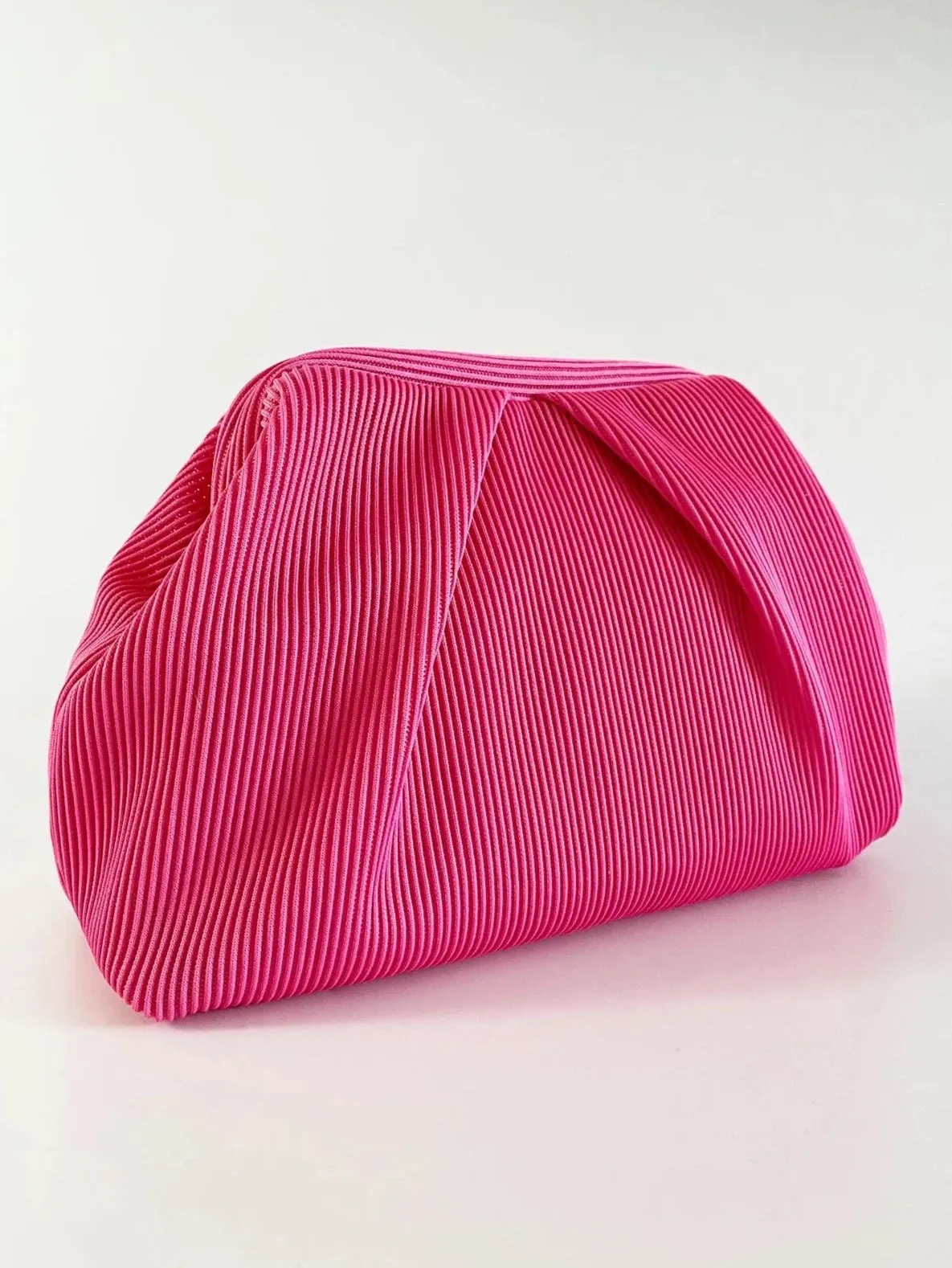 Elegant Pink Pleated Clutch Handbag