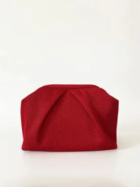 Elegant Red Pleated Clutch Handbag