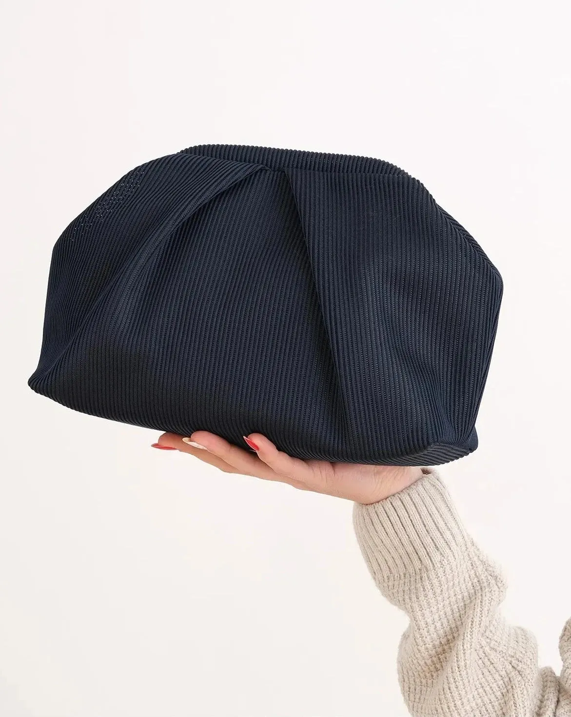 Elegant Soft Blue Pleated Clutch Handbag