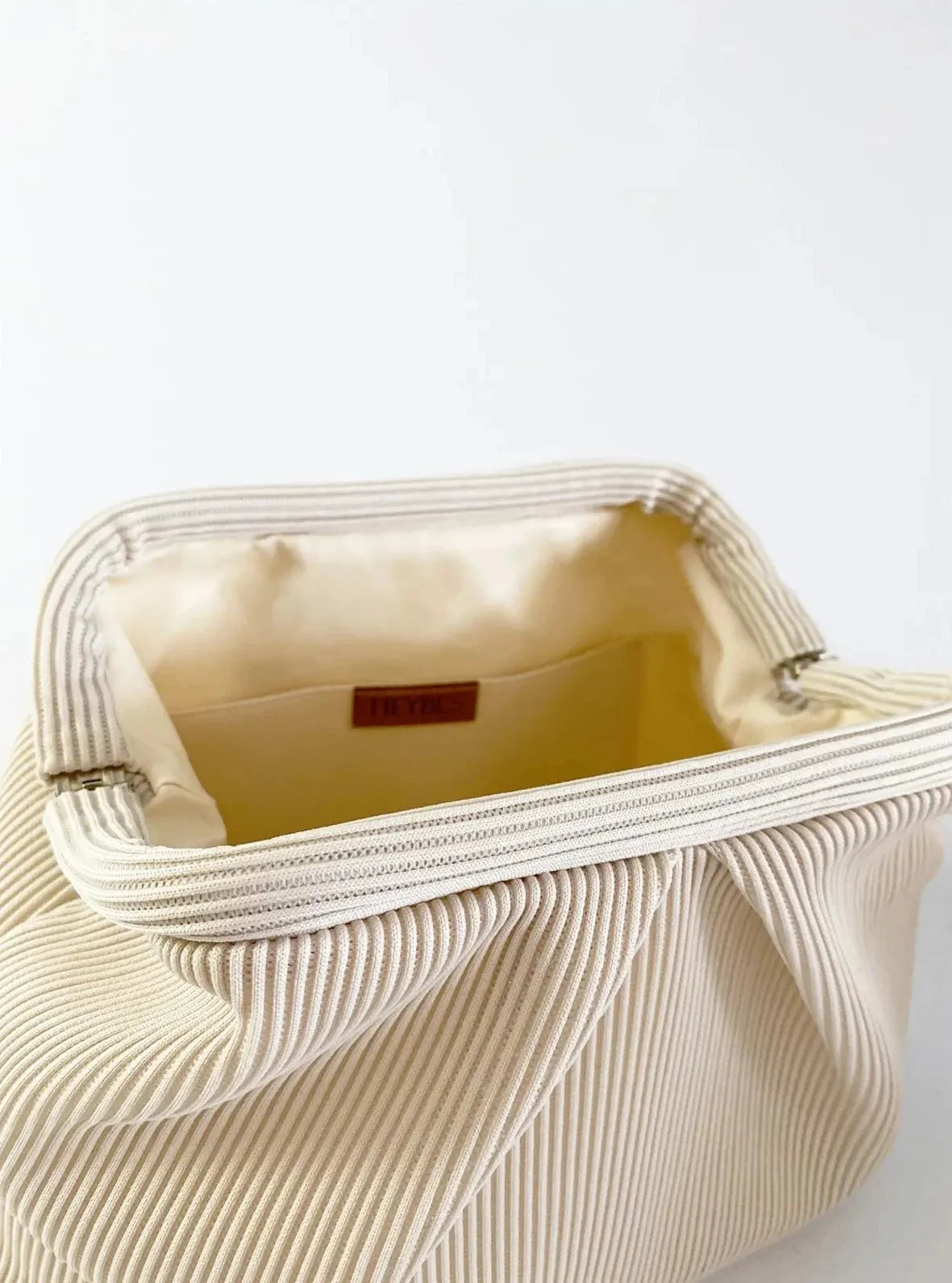 Elegant Soft Blue Pleated Clutch Handbag