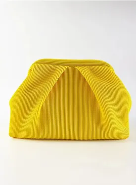 Elegant Yellow Pleated Clutch Handbag