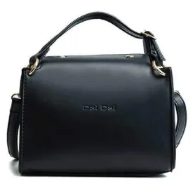 Faux Leather Letter Print Handbag With Strap - Black