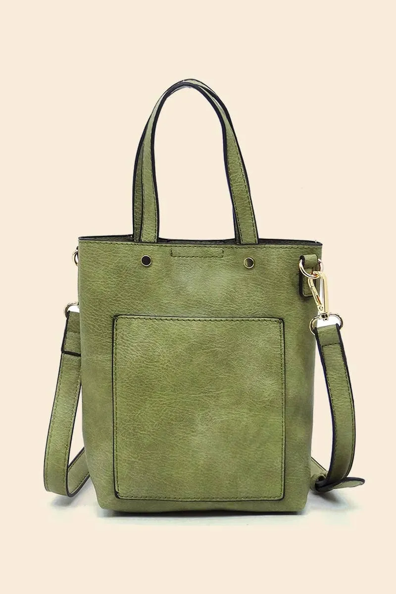 Faux Leather Mini Tote Crossbody Bag