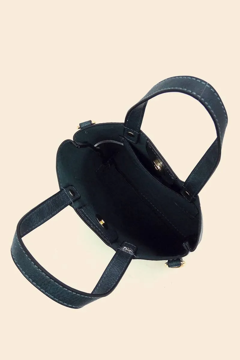 Faux Leather Mini Tote Crossbody Bag