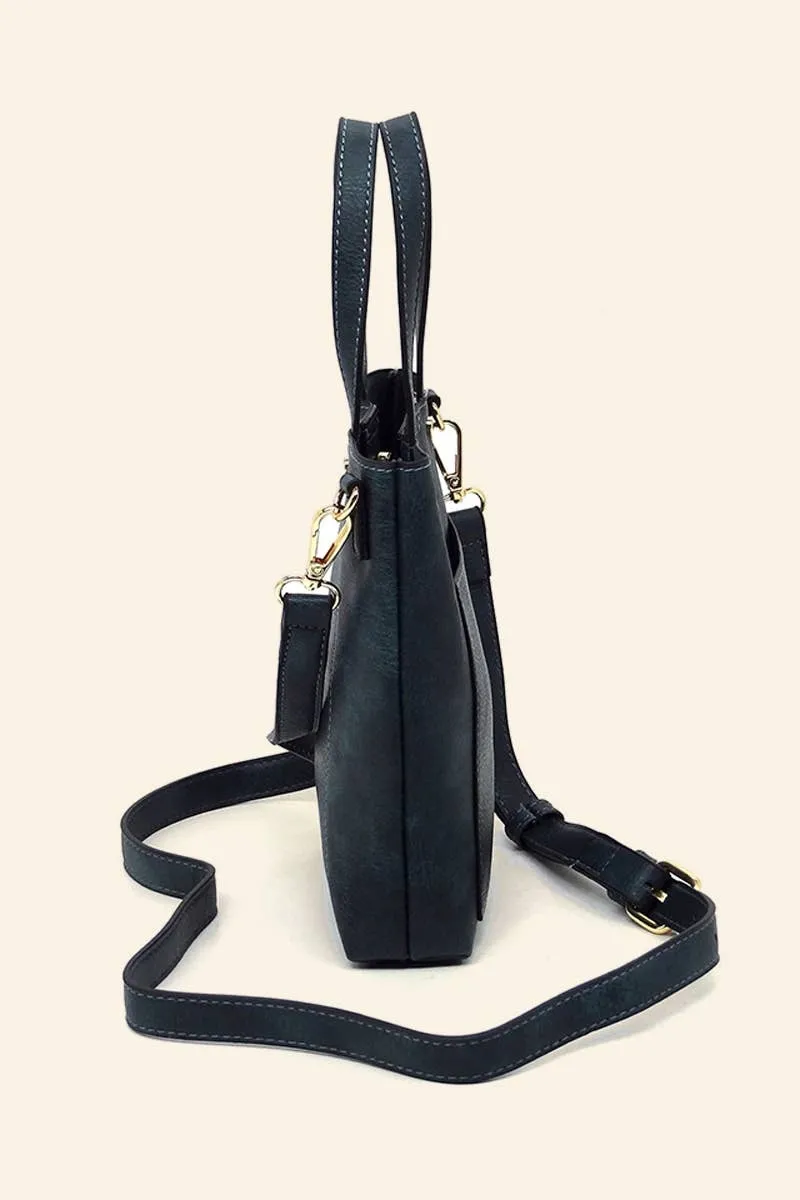 Faux Leather Mini Tote Crossbody Bag