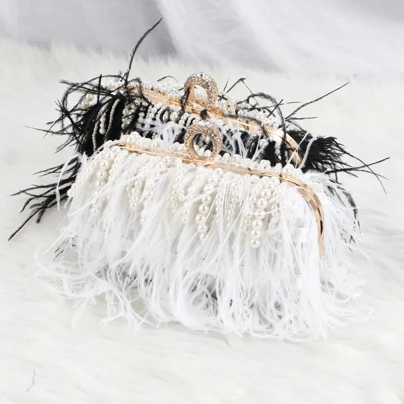 Feather Me Funky Rhinestone Clutch