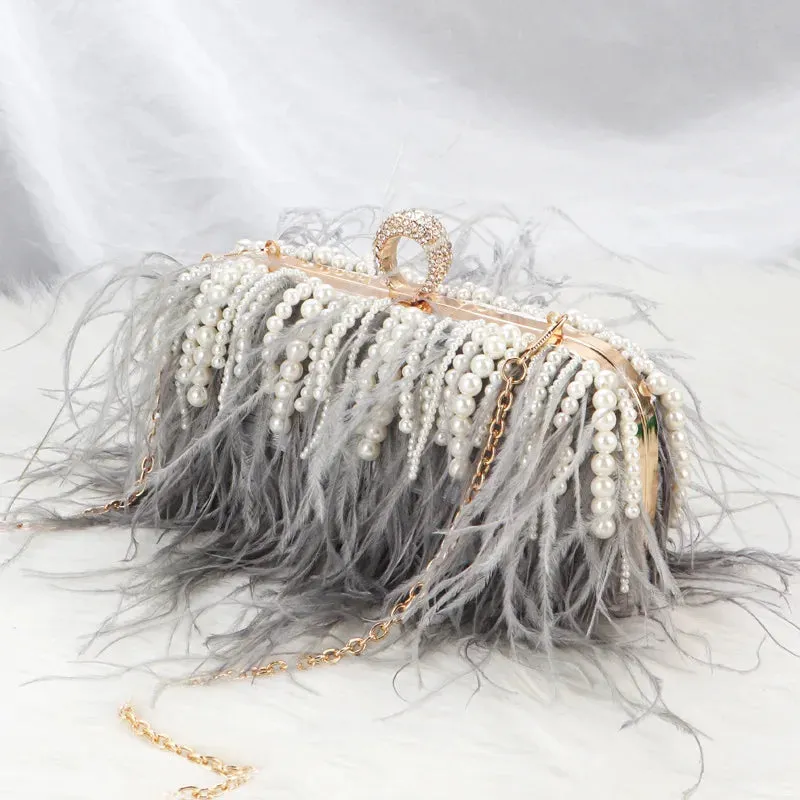 Feather Me Funky Rhinestone Clutch