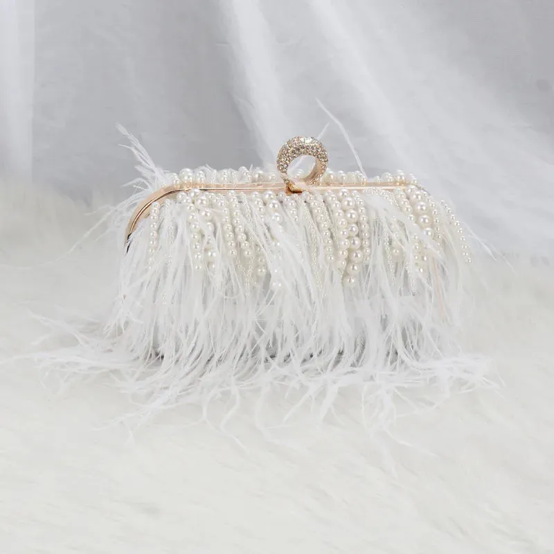 Feather Me Funky Rhinestone Clutch