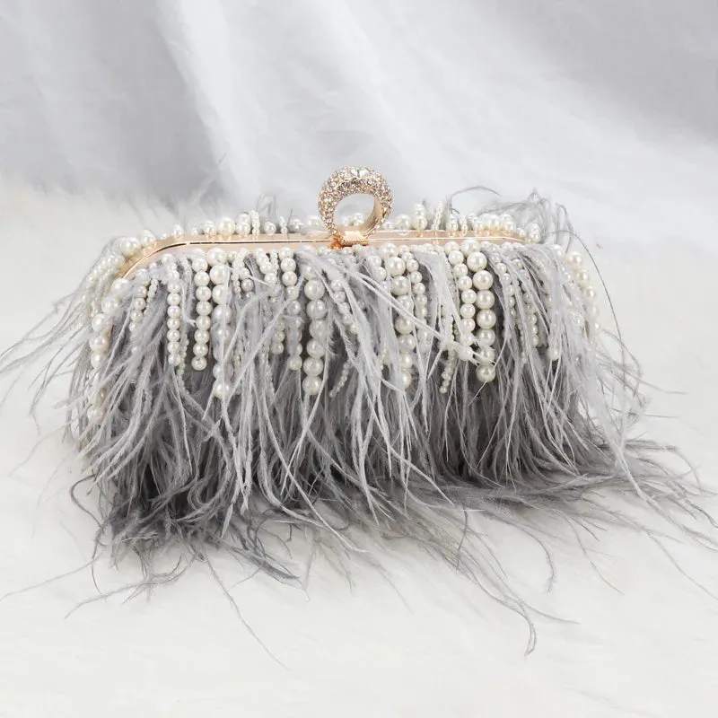 Feather Me Funky Rhinestone Clutch