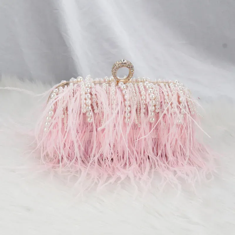 Feather Me Funky Rhinestone Clutch